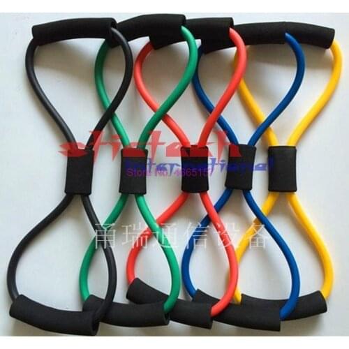 By dhl or ems 100pcs Resistance 8 Type Muscle Chest Expander Rope Workout Fitness Exercise Yoga Tube Sports Pulling Exerciser