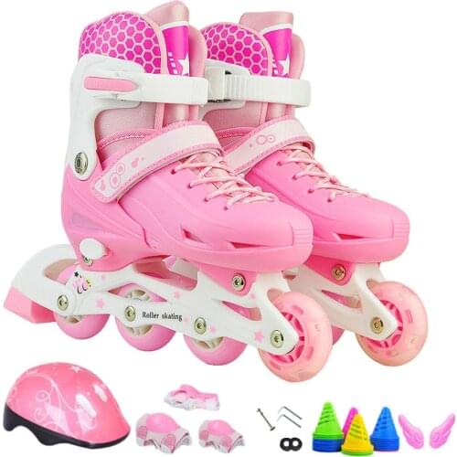 Adjustable Inline Skates Kids Roller Skates With Light Up Wheels Four Roller Skates Outdoor Children Skates For Children Kids
