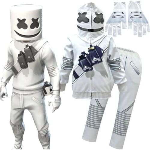 Kids fortnight Zipper Boy Cardigan Cosplay Clothes Halloween Costume Funny Hooded Jacket DJ Performance Costume