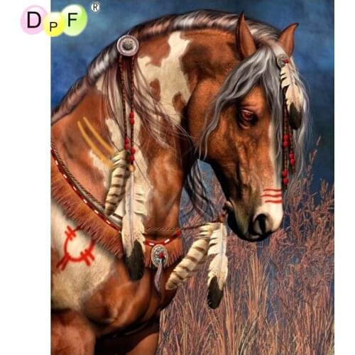 DPF 5D full Round Diamond Painting Indian Horse DIY Magic Cube Cross Stitch crafts Diamond Embroidery gift Mosaic Home Decor