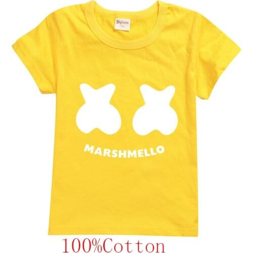 DJ Marshmello Anime Cartoon Printed T-Shirt Girls Funny Clothes Boys Costume Children Summer Tops Hot Kids Clothes Baby Tshirts
