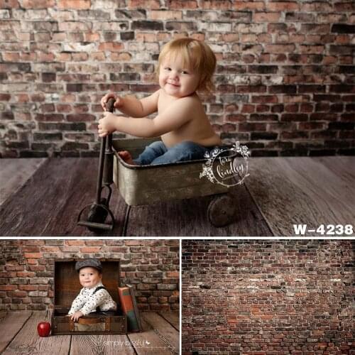 HUAYI Photography Backdrop Newborns Baby Birthday Photo Booth Background Old Dark Brick Wall Studio Portraits Photocalls Props