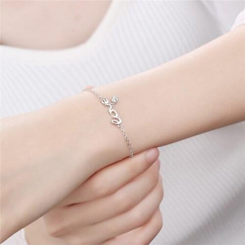 Exquisite Zircon Letter Bracelet For Girl Accessories Shiny Stone Drop Women Silver 925 Bracelet Female Jewelry Birthday Gift