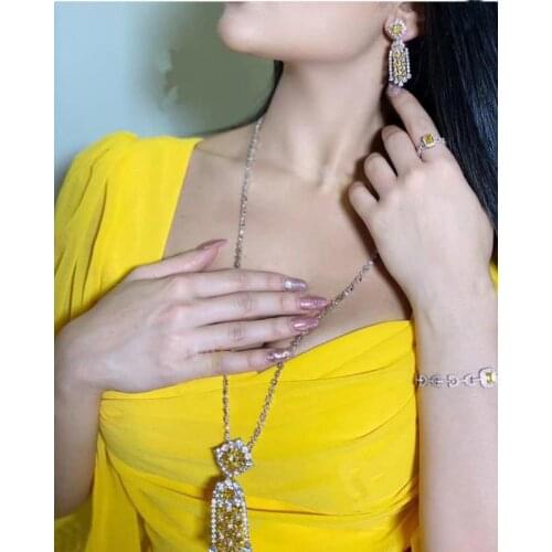 Janekelly 2pcs Bridal Zirconia Full Jewelry Sets For Women Party, Luxury Dubai Nigeria CZ Crystal Wedding necklace sets