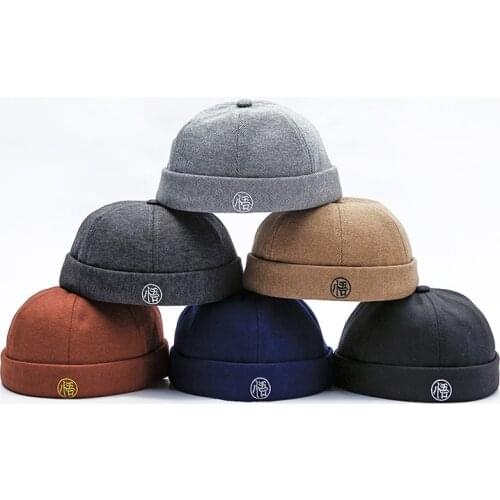 Fashion Men Sping Summer Brimless Skullies Cap Vintage Urban Unique Street Portable Docker Hats Multipurpose Beanie Hat Outdoor