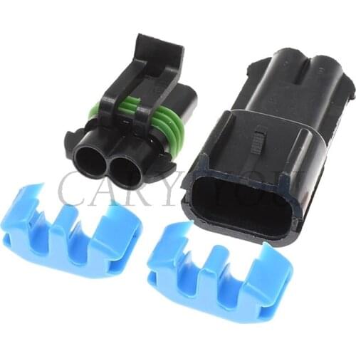 1Set Delphi 2 Pin Way GM Weather Pack kit Male Female Waterproof Sensor Fan Electronic Connector Plug 15300002 15300027