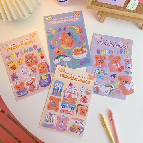 SKYSONIC 20pcs/Pack DIY Animals Bear Scrapbooking Sticker Notebook/Cup Decorative Stickers Kawaii Korean Stationery Suppliers