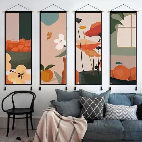 Nordic Ins Canvas Wall Paintings Room Decor Print Posters Wooden Scroll Hanging Painting Home Living Room Bedroom Wall Art Decor