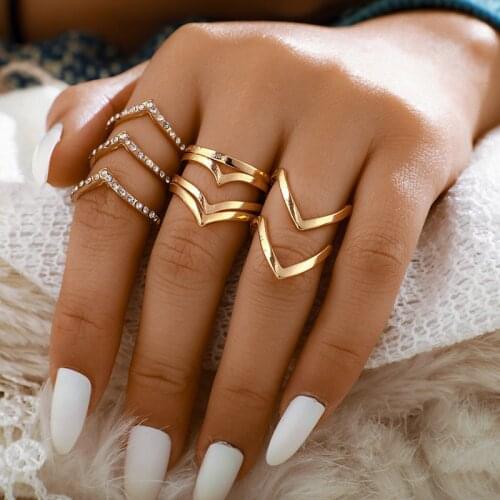 5 Pcs/set New Fashion Jewelry Ring Retro Geometric Ring Gothic Statement Ring Rings For Women Wholesale Gifts For Women