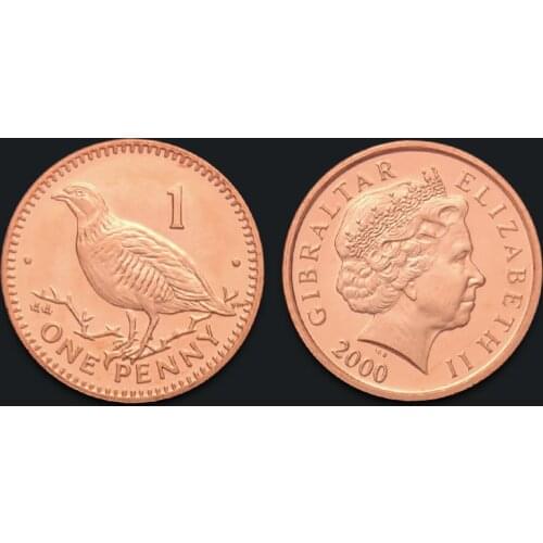Gibraltar 1 Pence Partridge 2000 100% Real Genuine Original Coin Comemorative Coin Collection Rare Unc