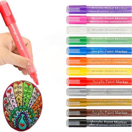 2-3mm Permanent Pen 28 Colour/sets Acrylic Paint Marker for Stone Ceramic Rock Glass Porcelain Mug Wood Fabric Canvas Painting