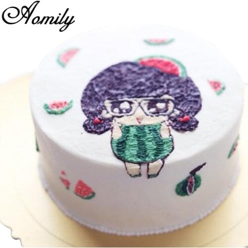 Aomily 50pcs/Set Edible Glutinous Rice Paper Baking Ingredients 3D Three Dimensional Hand Drawn Cake Transfer Printing Paper