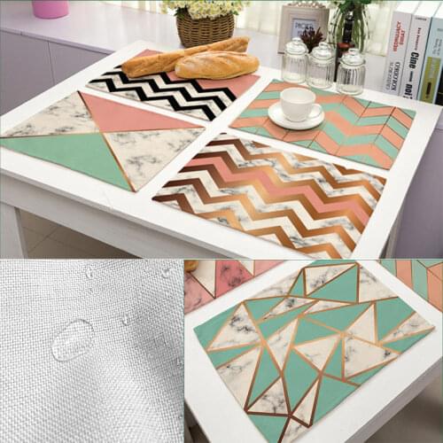 Placemat Abstract Geometric Print Cotton Linen Tableware Mat For Kitchen Table Waterproof Coaster Pad Modern Home Decor 32*42cm
