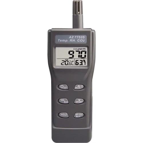 AZ77535 Handheld Carbon Dioxide Gas Detector with CO2 Temperature and Humidity Points Tester Range 0 ~ 9999 ppm