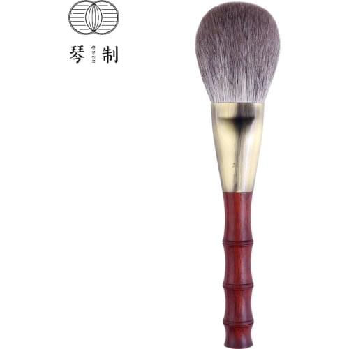 QINZHI Professional Handmade Make Up Brush 01 Flat Round Face Powder Brush Soft Snow Fox Hair Makeup Brushes