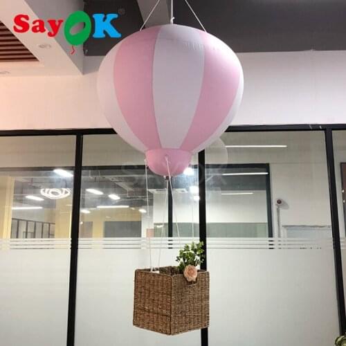 PVC half hot air balloon inflatable hanging balloons for baby shower party/kids birthday/nursery/event(with basket and pump)