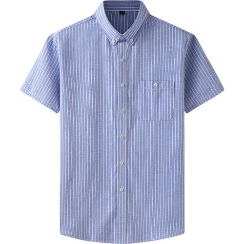 Oversized 5XL 6XL 7XL 8XL 10XL Mens Short Sleeve Shirt 2021 Summer New Fashion Striped Business Casual Loose Shirts