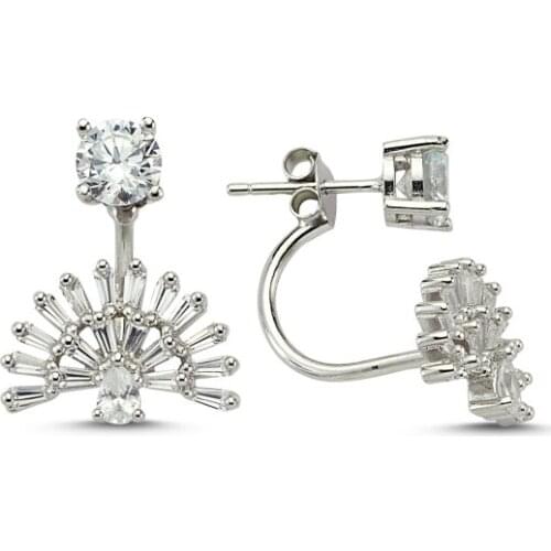 Silverlina with Silver Cubic Zirconia Dual Earrings
