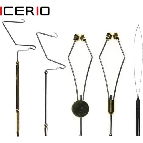 ICERIO 1 Piece Fly Tying Bobbin Threader/Whip Finisher/Bobbin Thread Holder Stainless Steel Fly Tying Vise Tools Material