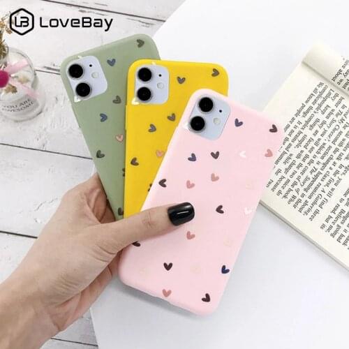Lovebay Silicone Love Heart Phone Case For iPhone 11 12mini Pro X XR XS Max 7 8 6 6s Plus 5 5s SE2020 Candy Color Soft TPU Cover