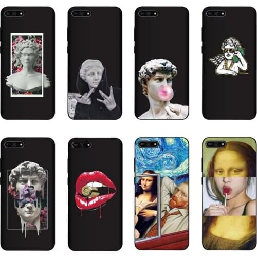 QAQsam Silicone For Huawei Honor 7A 5.7" Case Cartoon Statue Abstract Art Painted For Honor 7 A Cover Funda