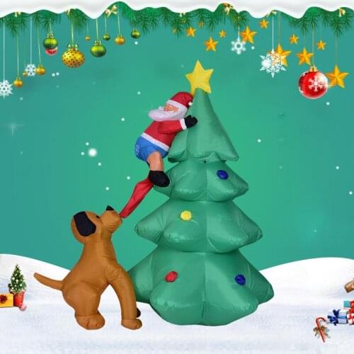 Dog Christmas Tree Decorations Santa Claus Inflatable Props Led Night Light Home Decoration Outdoor Party Glow In The Dark