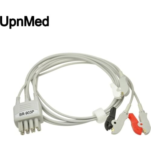 Compatible Medical accessories ECG Nihon Kohden BR-903P 3 lead ECG cable with Clip, AHA