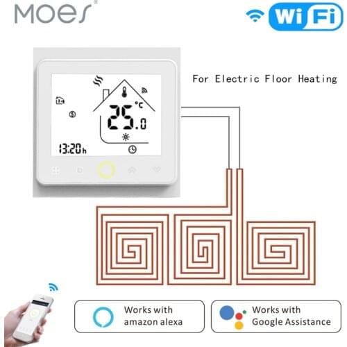 WiFi Thermostat Temperature Controller LCD Touch Screen Backlight for Electric Heating Works with Alexa Google Home 16A