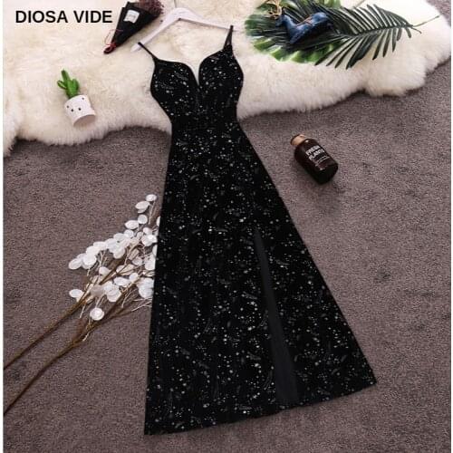 Celebrity temperament straps sleeveless waistband wild mid-length starry velvet dress female 2020 winter new style