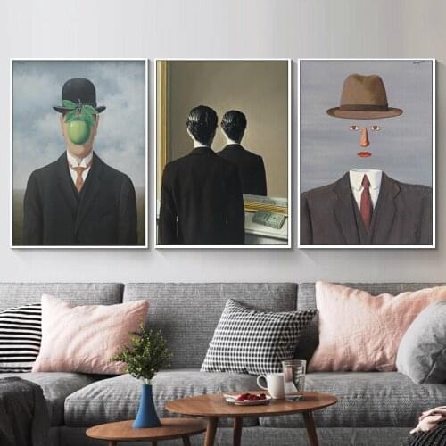 Vintage Abstract Son of Man By Rene Magritte on The Wall Canvas Painting Picture Living Room Decor Wall Art Print Posters Anime
