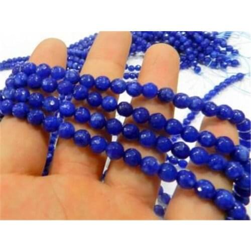 High quality Beautiful Fashion 6mm Faceted Blue chalcedony Jewelry Loose Beads 15" Wholesale and retail