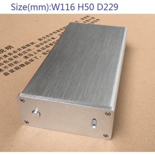 W116 H50 D229 Silver Full Aluminum Chassis Amplifier Case Preamp Enclosure DAC Box PSU Power Amplifier Housing DIY