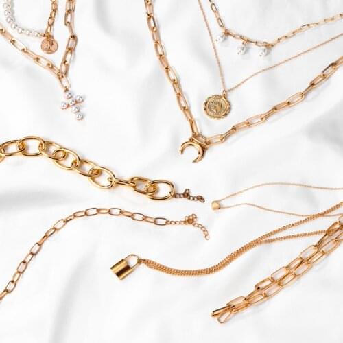 X&P Multilayer Moon Necklaces & Pendants For Women Vintage Charm Crystal Gold Choker Necklace 2020 Bohemian Jewelry Wholesale