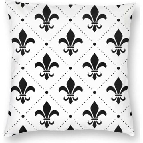 Vibrant French Damask Fleur De Lis Pattern Square Throw Pillow Case Home Decor 3D Printing Lily Flower Cushion Cover for Car