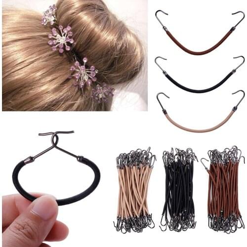 5PCS/ 3 colors Women Elastic Hair bands Hooks Shape Hair Styling Ponytail Hair Styling Tools Hair Claw Hair Accessoires