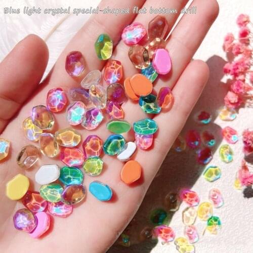 10pcs Fluorescence Ice Cube Crystal Nail Art Decorations 3D Flatback Water Ripple Fashion Jewelry Ornaments Manicure Accessories