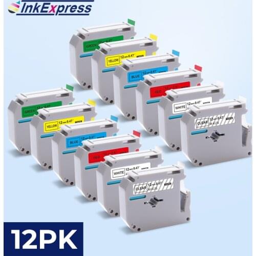12PCS MK-231 Tape for Brother MK 231 mk-131 MK-431 MK-531 MK-631 Label Tape 12mm for Brother P touch Label Maker PT-70 PT-80