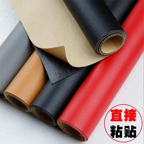 138cm*50cm Lychee Pattern Self-adhesive Leather Sofa Leather Goods Soft and Hard Bags DIY Refurbishment Repair Back Glue Leather
