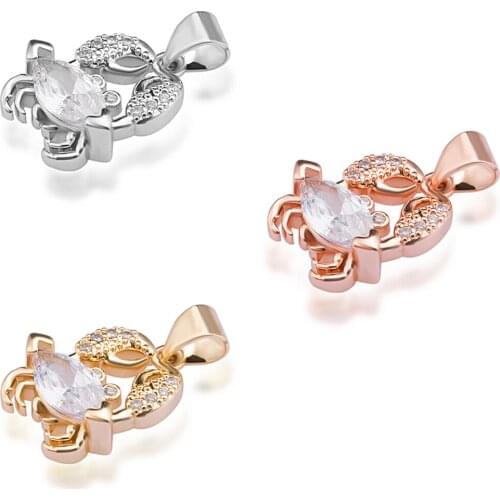 14*12mm crab pendant necklace connector jewelry accessories diy miniature precision inlay cubic zircon bracelet gift