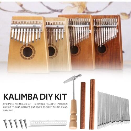 17 Keys Kalimba DIY Replacement Parts with Keys Bridge Tuning Hammer Kit Musical Instrument Thumb Finger Piano Accessories