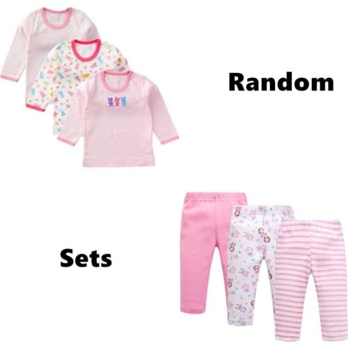 2PCS/Set Spring Autumn Baby Girls Clothes Cotton Long Sleeve Baby Boys Clothes Cartoon Pajamas New Born Baby Sets Random Color