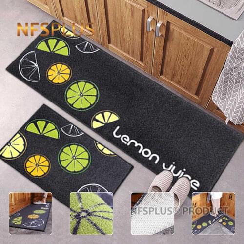 2 Pack Kitchen Carpet Floor Mat 40x60cm & 40x120cm Polyester Fiber Latex Anti-Slip Floor Carpet Rugs Decorative Door Mat Doormat