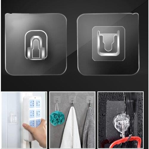 20pcs Adhesive Sticky Wall Hangers Transparent Hooks Heavy Duty for Kitchen Strong Self Door Load Rack Sucker Seamless Suction