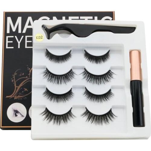 4 pairs of magnetic eyelashes natural soft magnet eyelashes natural magnetic eyeliner makeup mink eyelashes set tool