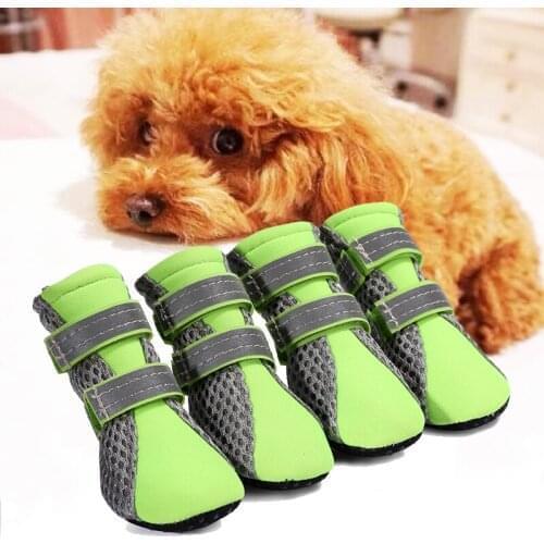 4Pcs/set Reflective Dog Shoes No-Slip Waterproof Boots Breathable Rain Footwear Paw Protector Outdoor Sock For Small Dog poodle