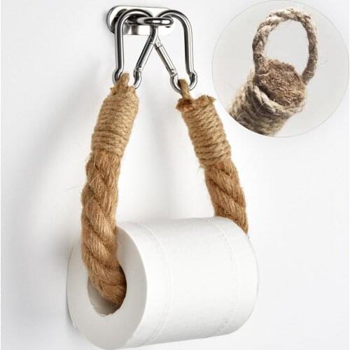 40/50/60/70cm Vintage Style Woven Hanging Rope Toilet Paper Roll Holder Decor Hanging Rope Paper towel holder wall holder rack