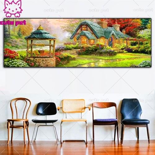 5d DIY Diamond Painting Village natural scenery Full round Drill Diamond Embroidery Cross Stitch Sale Home Decor Handmade large