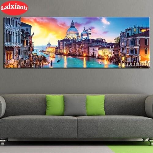 5d diamond painting large diamond painting seaside city sunset Venice diy full square drill diamond mosaic DIY home decoration