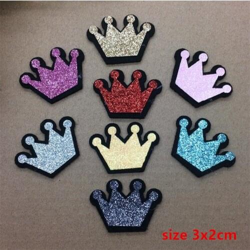 1 pcs Sparkle Crown Shape Stick on patches hairbow cloth accessory popular clothing bag hat shoe phone decor Patches Appliques