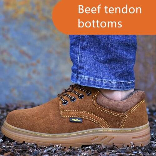 Cow Skin Breathable Work Shoes Security Men Woman Leather Fashion Safety Shoes Men Anti-smashing Steel Head Work Boots Safetoe